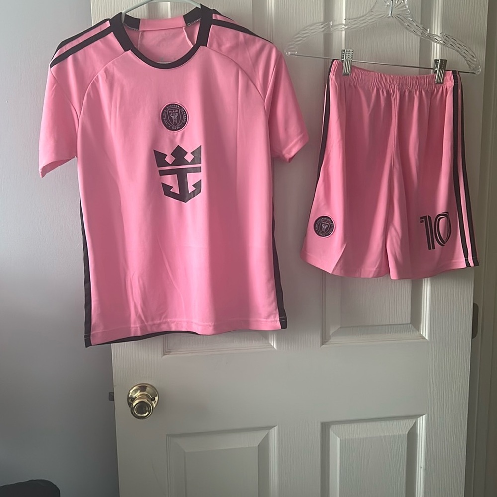 Kids Pink and Black Soccer Jersey Set